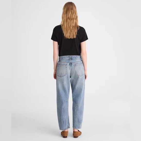 Madewell Darted Barrel Leg Dobbins Blue Button Fly Denim Jeans Womens 27 (32x26) - Picture 4 of 10